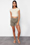 Taş Bisiklet Yaka Ay Kol Fitted/Vücuda Oturan Crop Örme Bluz TWOSS24BZ00446 - 2