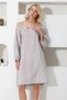 Coffee Wide Collar Striped Tie-Neck Woven Dress Alc-X11712 - 4