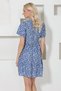 Women's Blue V-Neck Floral Patterned Skirt Flounce Woven Dress Alc-X11740 - 5