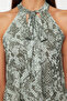 Khaki Printed Special Textured Flexible Knitted Blouse with Lacing Detail TWOSS24BZ00491 - 5