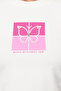 Beyaz Kelebek Desenli Crop Örme T-Shirt TEDSS24TS00029 - 3