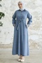 Jeans Dress with Zippered Collar - Blue