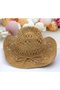 Wide Brim Ethnic Texture UV Protection Straw Cowboy Hat - 3