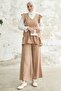 Frilly Shoulder Triple Set - Camel - 4