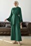 Pleated Sleeve Belted Double Set - Emerald Green - 3