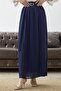 Belted Gathered Waist Chiffon Skirt - Navy Blue