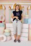 Women's Large Size Short Sleeve Capri Navy Pajamas Suit C2T4N7O51 - 3