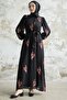 Leaf Pattern Embroidered Dress - Red - 3