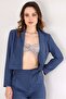 Crop Linen Summer Women's Blazer Jacket - Indigo