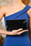 Women's Black Patent Leather Mini Box Shoulder Evening Dress Bag