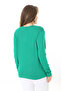 Women's Plus Size Green V-Neck Stone Detailed Long Sleeve Blouse 65N37153 - 4