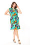 Women's Large Size Green V-neck Patterned Sleeveless Dress 65N37886 - 6