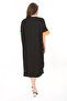 Women's Plus Size Black Mesh and Ornamental Button Detailed Relaxed Fit Dress 65N37859 - 2