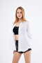 Women's White Oversized Long Basic Shirt - 6
