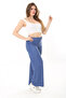 Women's Large Size Indigo Elastic Waist Wrap Pants 65N37888 - 5