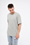 Basic Boyama Gri Oversize Tişört - 5