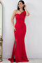 Pearl Detailed Long Fishnet Evening Dress with Slit 13218 - 5