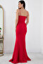 Pearl Detailed Long Fishnet Evening Dress with Slit 13218 - 6