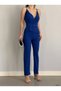 Trend Esinty Women's Double Breasted Collar Belt Included Back Zipper Crepe Fabric Suspender Jumpsuit (Color) - 4