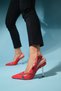 GLEN Red Skin Zipper Detailed Women's High Heel Shoes - 4