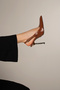 Jade Buckle Detailed Tan Patent Leather 10 cm Women's Stiletto, Heeled Shoes - 7