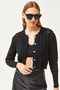 Women's Black Inner Bustier Top Openwork Cardigan Knitwear Set TKM-19000287 - 6