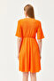 Women's Orange V-Neck Elastic Waist Mini Dress ELB-19002137 - 2