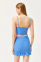 Women's Blue Top Gathered Blouse Bottom Mini Skirt Set TKM-19000285 - 6
