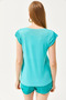 Women's Mint Green Sleeve Pleated Knitted Viscose Blouse BLZ-19002554 - 2