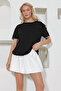Black Crew Neck Whipstitch Relaxed Fit Blouse ALC-X11840 - 3