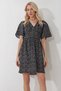 Women's Black V-Neck Short Sleeve Floral Print Skirt Flounced Woven Dress Alc-X11742 - 5