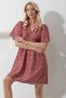 Women's Cinnamon V-Neck Short Sleeve Floral Print Skirt Flounced Woven Dress Alc-X11742 - 5