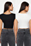 Siyah-Beyaz Örme Bluz TWOSS24BZ00537 - 2