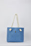 Blue Women's Beach Bag - Shoulder Bag 05PO24Y1864