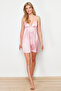 Pembe İp Askılı Saten Dokuma Gecelik THMSS24GC00034 - 3