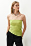 Yağ Yeşili Cut Out/Pencere Detaylı Detaylı Örme Bluz TPRSS24BZ00034 - 4