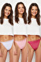 Pink-Multicolor Micro Lace Detailed Thong Knitted Panties THMSS24KU00012