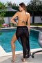 Black Tulle Pareo with Double Slits - 3