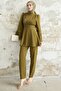 Tasseled Sleeve Jewelled Crepe Set - Oil Green