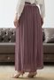 Belted Waist Gathered Chiffon Skirt - Dried Rose - 4
