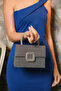 Women's Platinum Silvery Covered Accessory Detailed Chain Evening Dress Shoulder Bag - 3