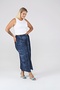 Women's Blue Tie Dye Long Skirt PRA-407557-734148 - 7