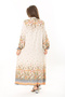 Women's Beige Woven Viscose Fabric Front Placket Buttoned Long Sleeve Dress 65N36871 - 4