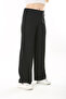 Women's Large Size Black Wrap Pants with Elastic Waist 65N37888 - 2