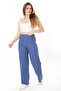 Women's Large Size Indigo Elastic Waist Wrap Pants 65N37888