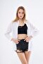Women's White Oversized Long Basic Shirt - 4