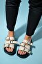 OLAVA Beige Buckle Women's Thick Soled Slippers - 2