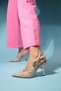 GLEN Beige Skin Zipper Detailed Women's High Heel Shoes - 3