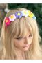 Designer mini pom-pom daisy flower pom-pom crown darted hair clip set for women and children, colorful rainbow crown - 7