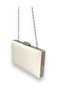 Mother of Pearl Ecru Color Satin Silver Case Silver Stone Evening Bag Evening Bag Wedding Engagement Portfolio - 5